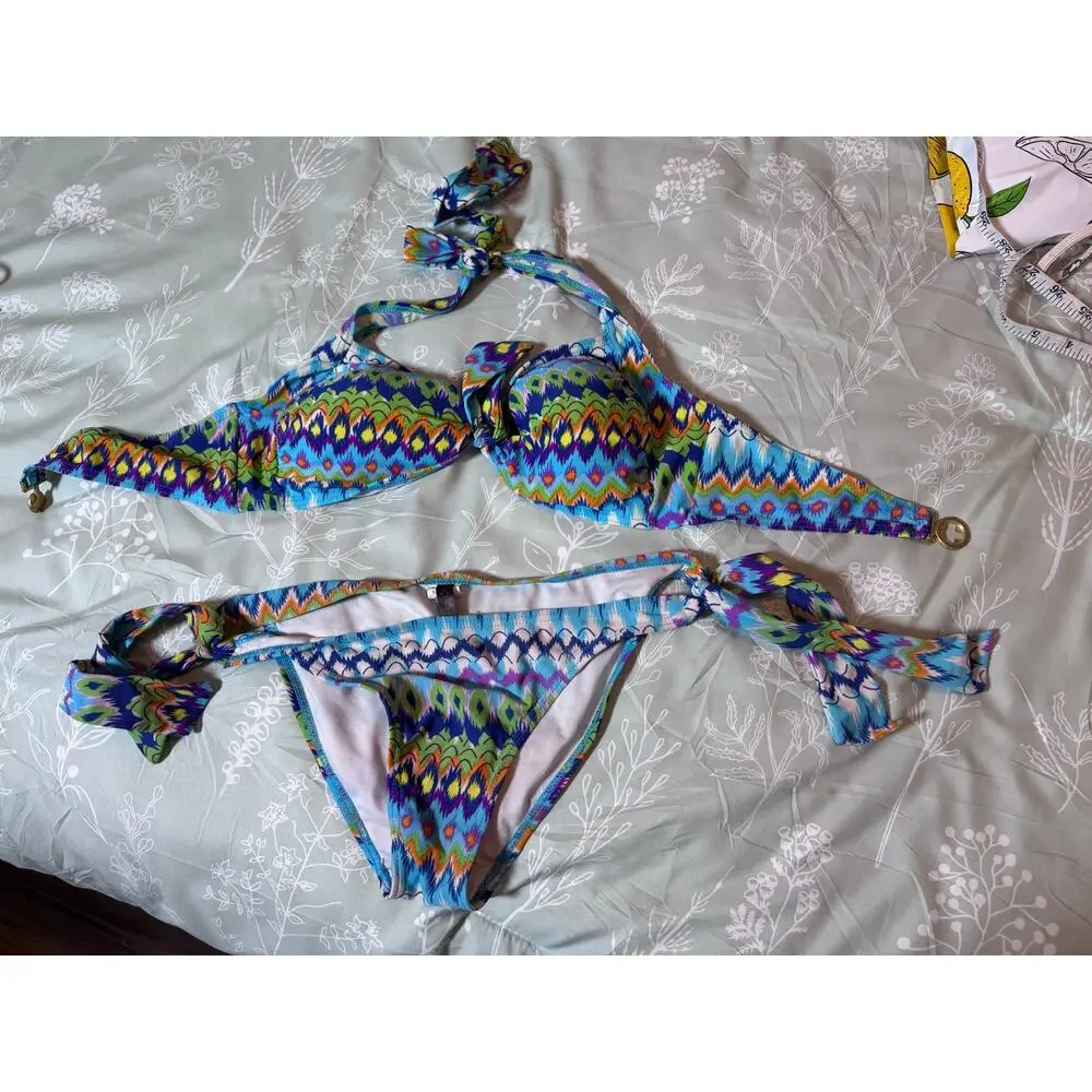 Small Tribal Bikini with tie top and bottom